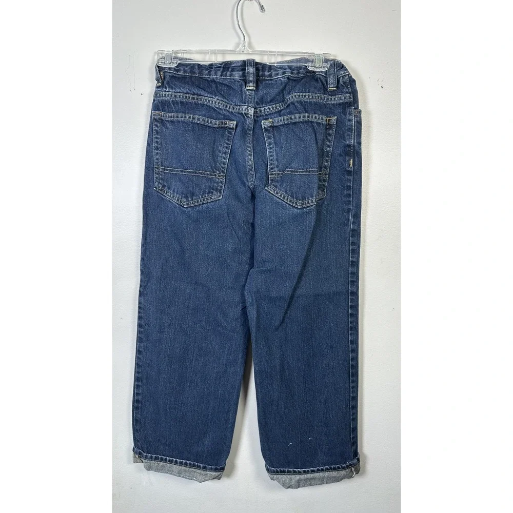 Old Navy Kids Loose Ample Blue Jeans 12 Husky Denim Cotton Zip Flat Front